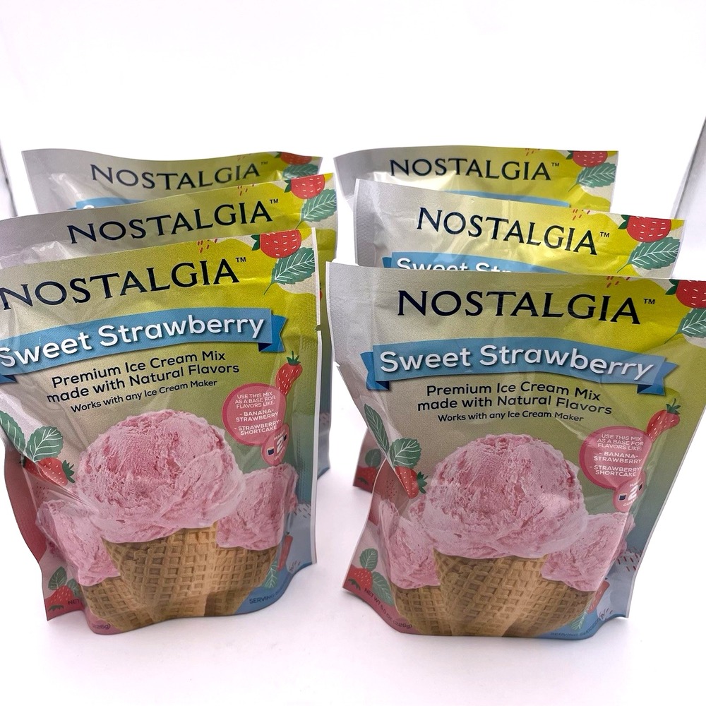 6 NEW Nostalgia Sweet Strawberry Flavored Ice Cream Mix‎ 8 oz. Each 2026